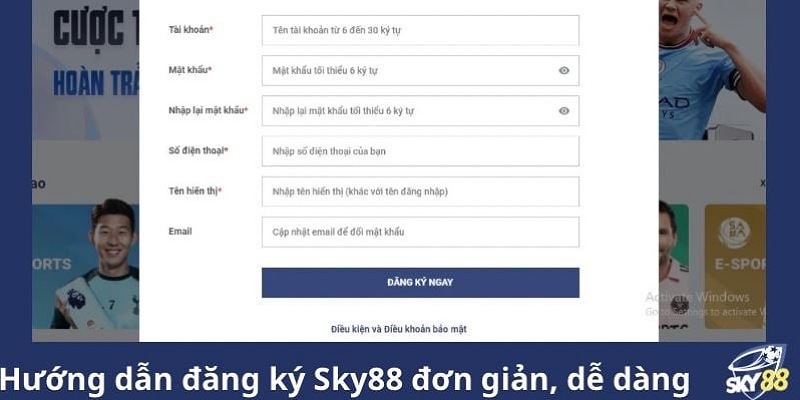 Các bước để đăng ký tài khoản Sky88